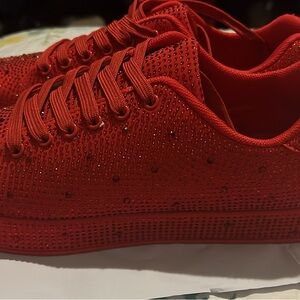 Women’s Red Rhinestone Embellished Sneakers